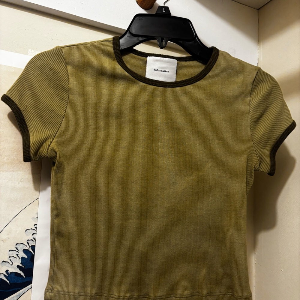 Nwt Reformation Cropped Tee ribbed perfect t xs - Picture 1 of 2